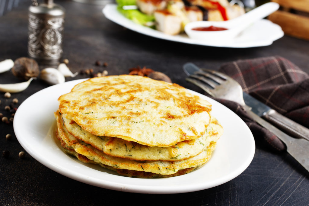 Zucchini Pancakes with Smoked Turkey