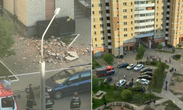 В Минске обвалился фасад многоэтажки
