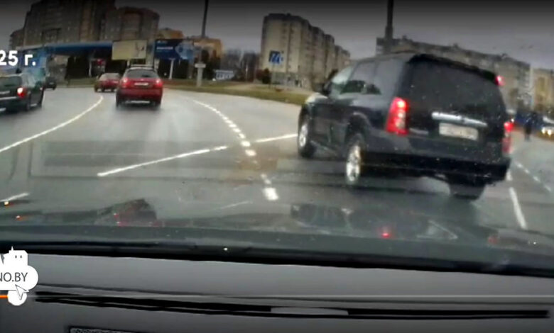 Аварийная ситуация на кольце в Гродно попала на видео