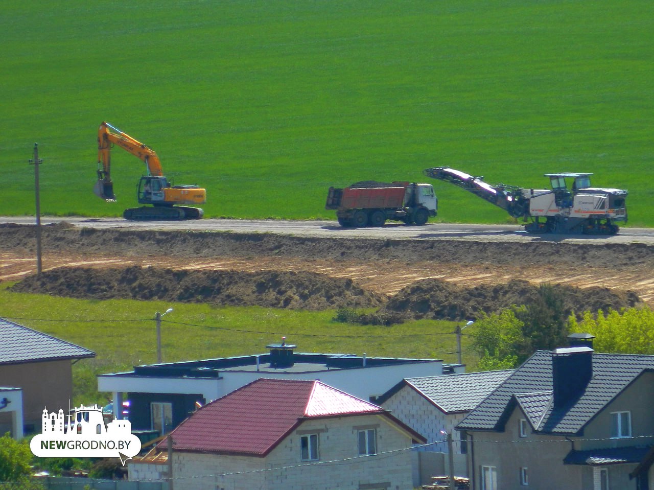 В Гродно на «бетонке» к Ольшанке кипит работа