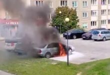 В Гродно открытым пламенем горела легковушка