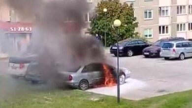 В Гродно открытым пламенем горела легковушка