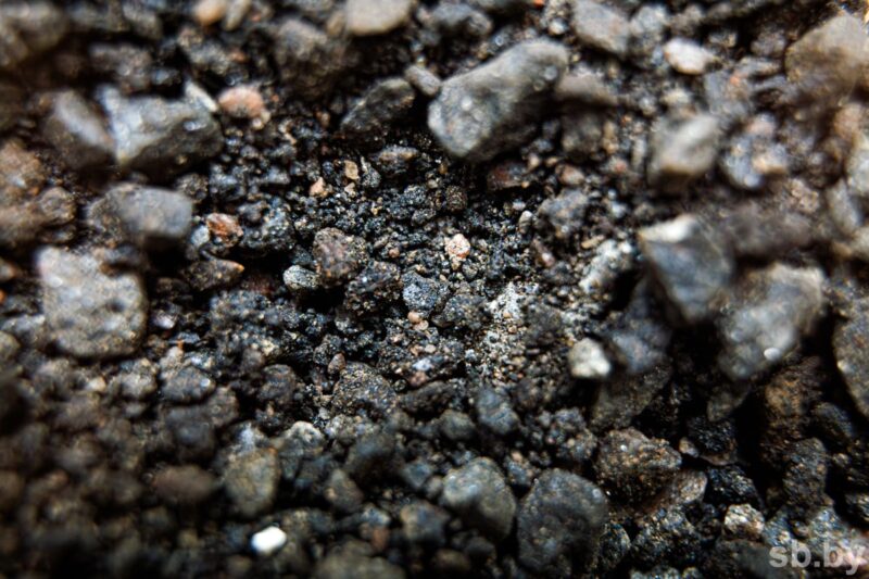 Асфальтогранулят под микроскопом