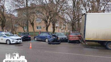 В Гродно грузовик протаранил 4 машины