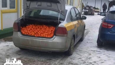 В Гродно заметили такси с полным багажником мандаринов