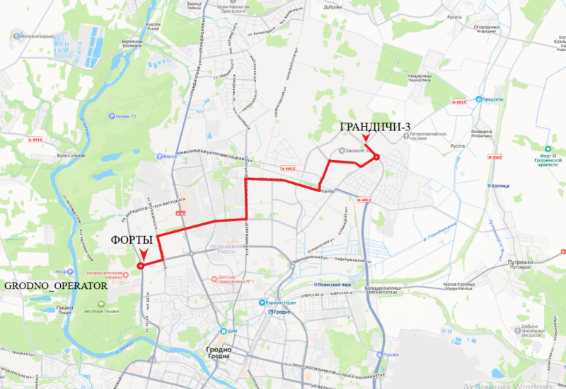 транспорта в микрорайон Грандичи