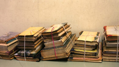 В одном из дворов в Гродно кто-то вынес на улицу сотни книг