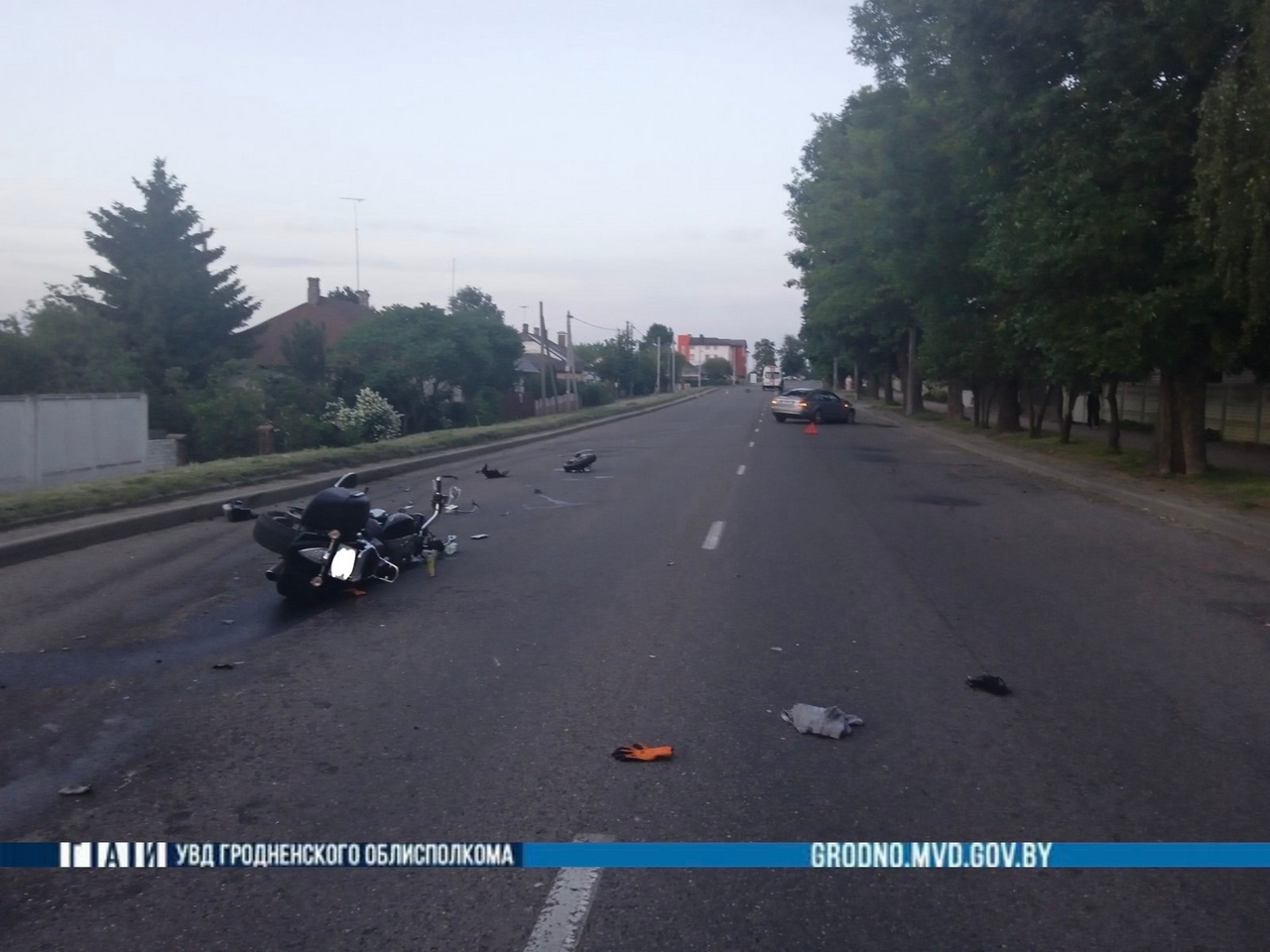 В Гродно легковушка протаранила мотоцикл на встречной