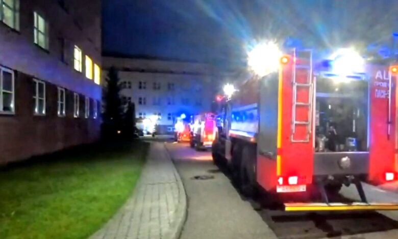 Ночной пожар в больнице в Гродно